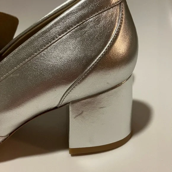 Stuart Weitzman Silver geo Loafers heels with Crystal Buckle 10.5 - Picture 5 of 6